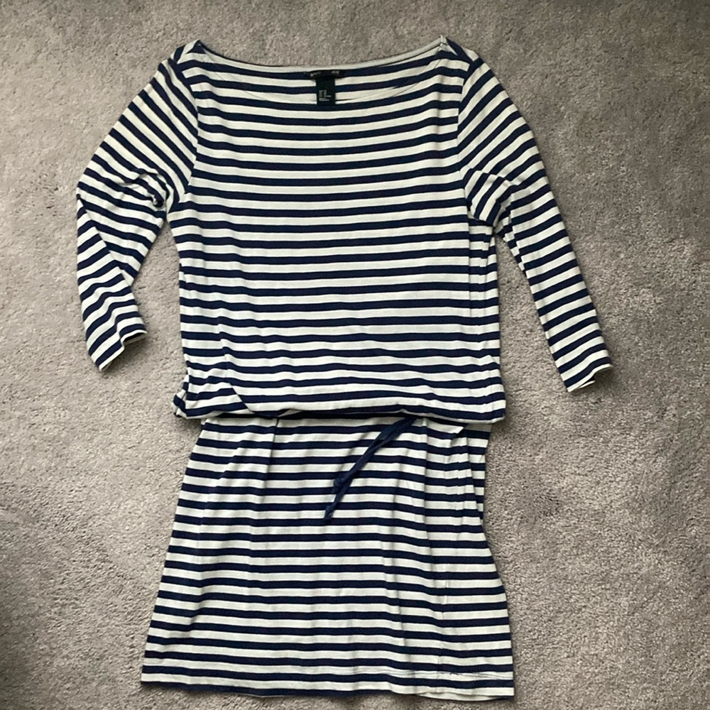 H&M Nautical Mini Dress with Drawstring Waist